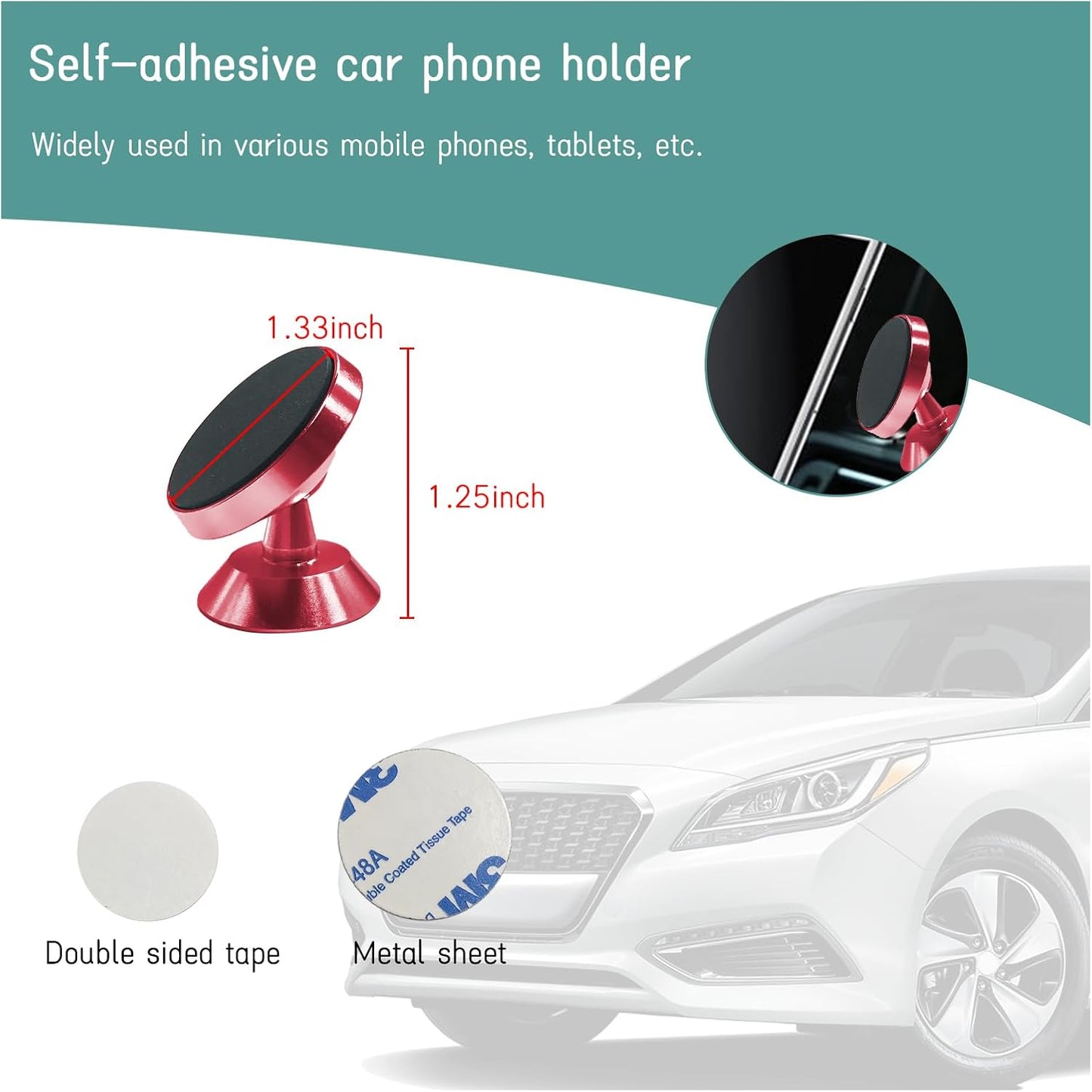 Augeny 360 Car Magnetic Phone Holder, Degree Adjustable Strong Magnet Cell Phone Holder Mount for Auto Dashboard