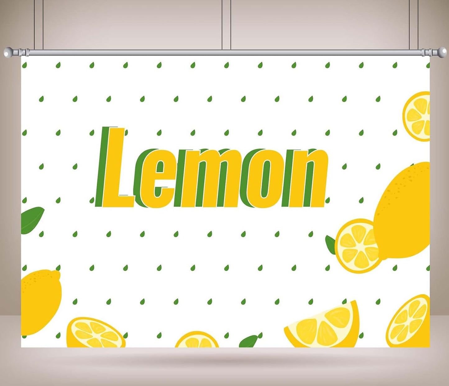 CORFOTO 9x6ft Summer Fabric Lemon Pattern Backdrop Yellow Lemons Green Leaves Citrus Pattern Photography Background
