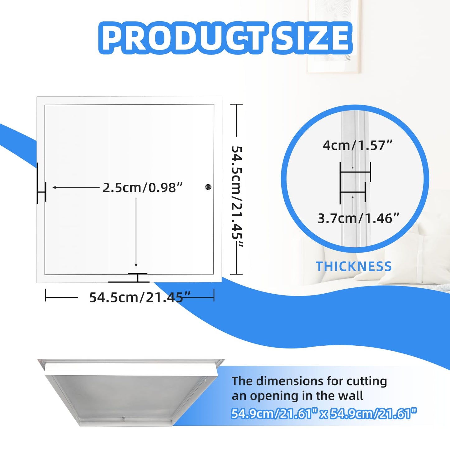22" x 22" Metal Access Panel, 1MM Thickened Access Panel for Drywall, Aluminum Access Panel for Walls and Ceilings, Rust-Resistant and Easy-to-Install Drywall Access Panel