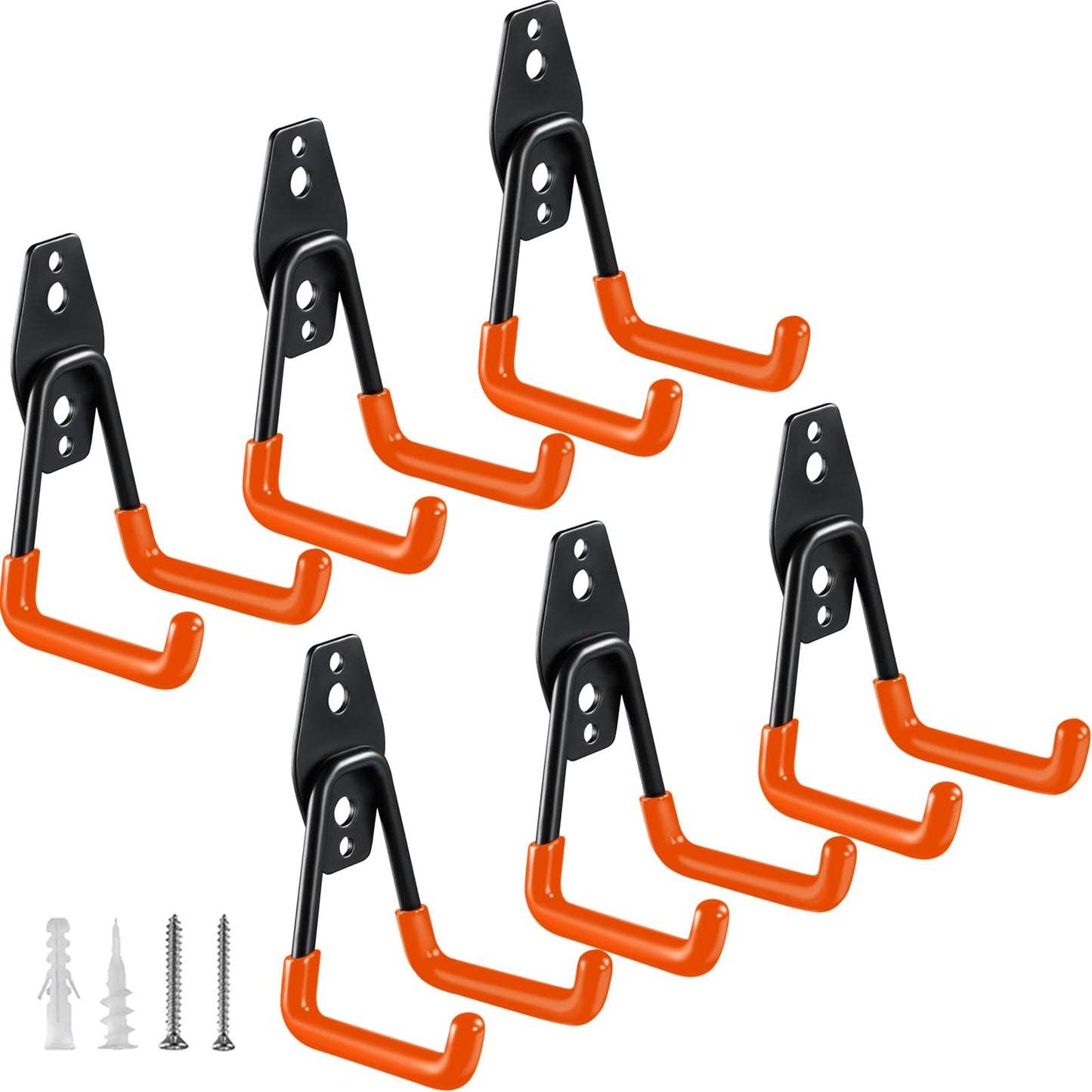 HUPBIPY Heavy Duty Garage Hooks 6 Pack, 2.8 inch Small U Shaped Hanger, Wall Mounted Storage System, Power and Garden Tool Organizer, for Hanging Ladders, Hose, Bulk Items and More