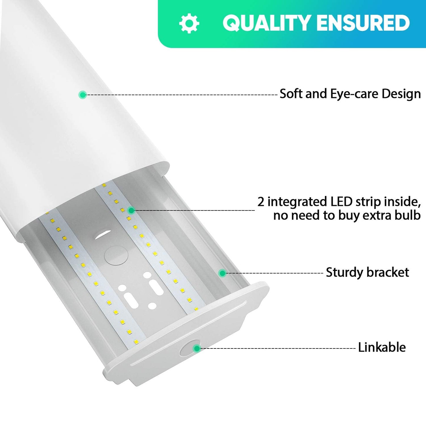 TychoLite 8FT LED Shop Lights 110W LED Garage Light, 6000K, 12000lm, 8 Foot Led Linear Strip Fixture, Surface and Suspend Mounting, for Warehouse, Workshop, Replace for Fluorescent Tube 2 Pack