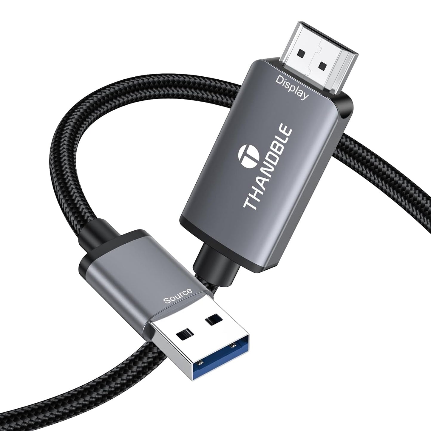 THANDBLE 6FT, 1080P 60Hz 3.0 7/8/10/11 USB to HDMI Adapter Cable USB A to HDMI Adapter for Monitor, TV, Projector