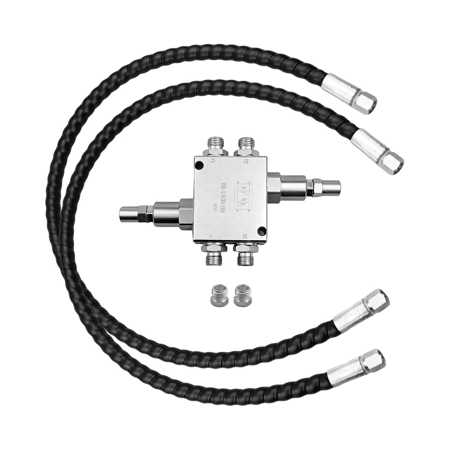 Mini Excavator Cushion Valve Kit Fit for Machine with 1/4” Hydraulic Hoses Complete for Swivel Motor Assembled
