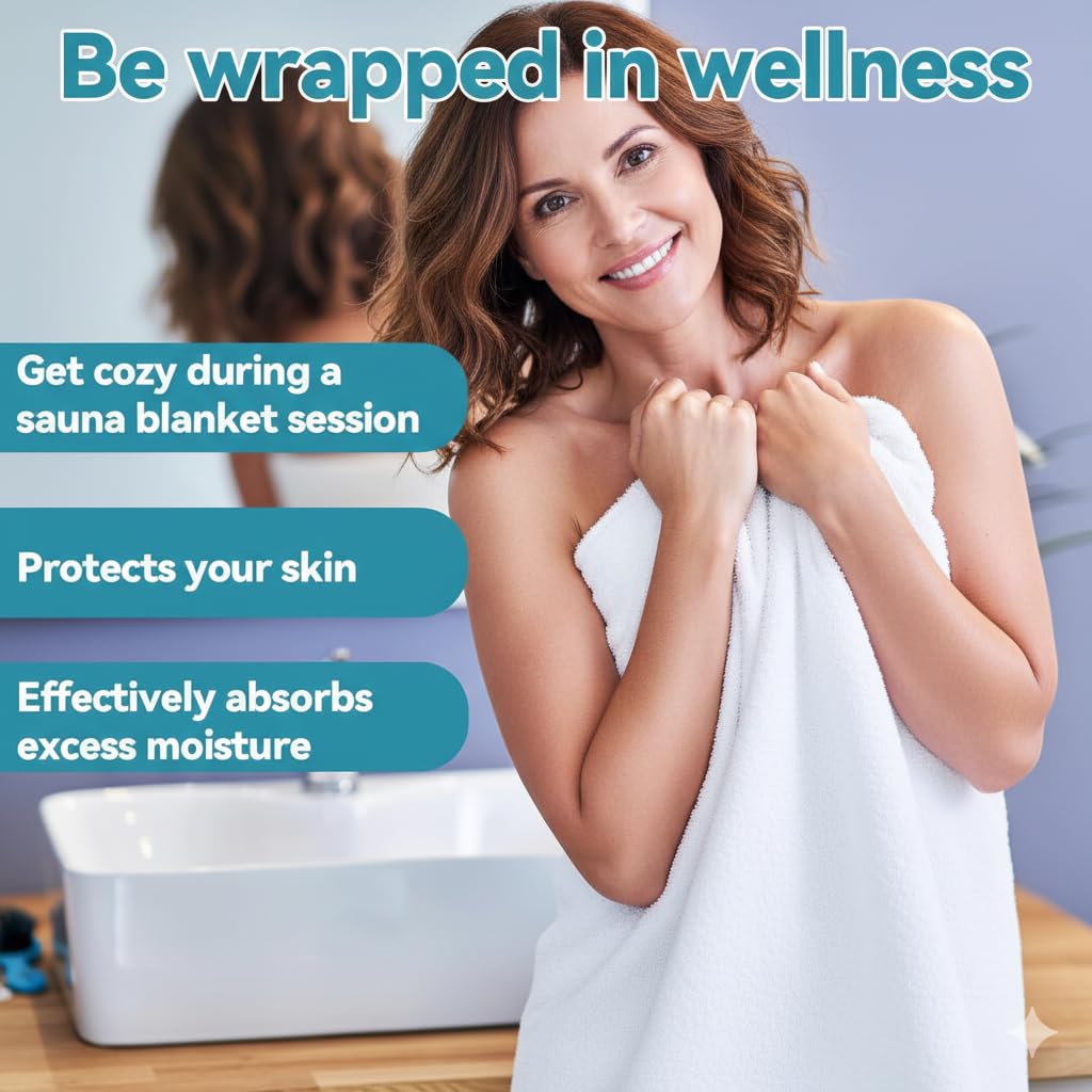 CAMLARD Sauna Towels for Infrared Sauna Blanket -Reusable & Machine-Washable Sauna Towel Insert for Blanket (Cotton)-White