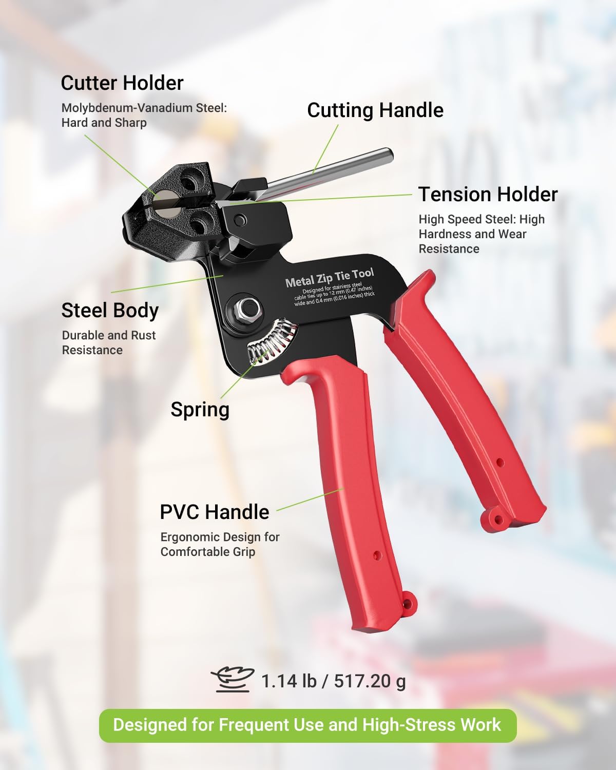 100 11.8 Inch 304 Metal Zip Tie Tool with PCS Stainless Steel Zip Ties, Heavy Duty Zip Tie Cutter and Tighter