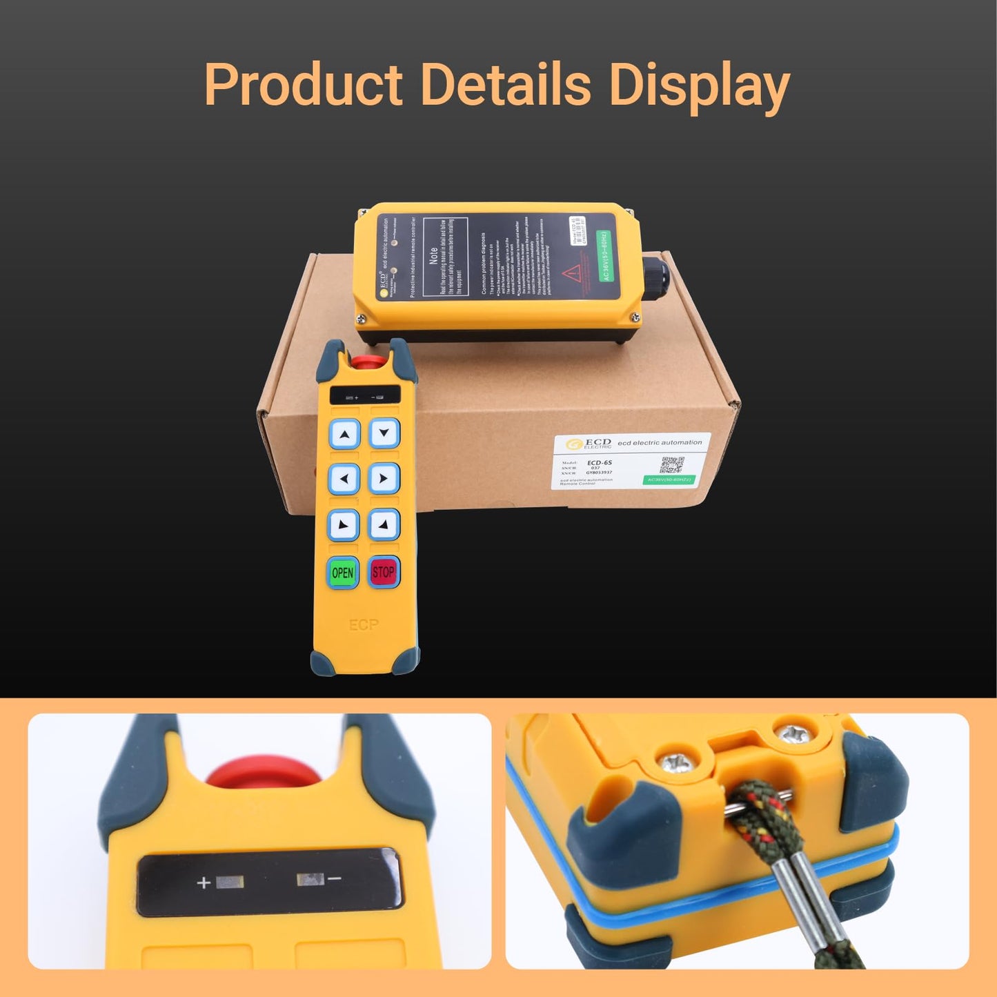 SIFAYUDG Industrial Remote Control ECD-6S Overhead Lifting Wireless Crane Remote Control 6 Buttons 12-440V Electric Hoist Winch Radio Remote Controller (2 Transmitter & 1 Receiver)