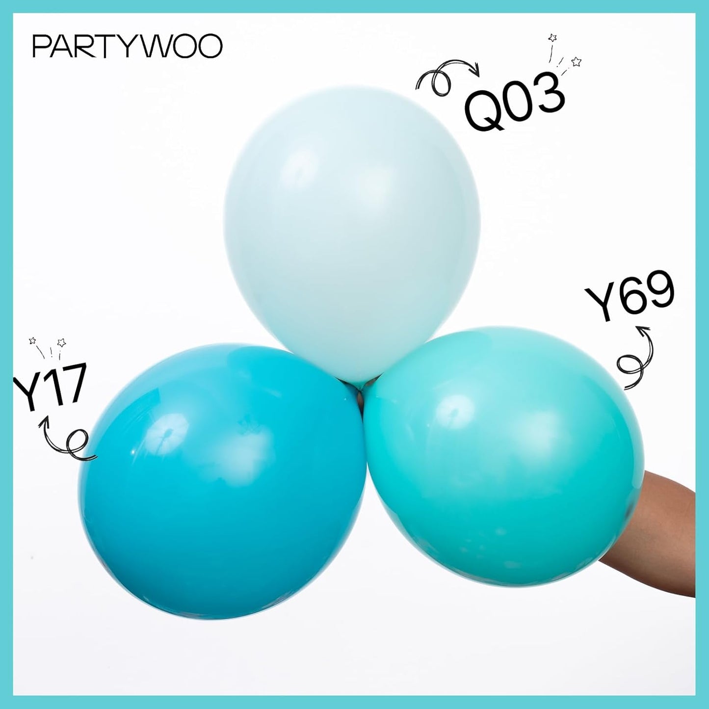 PartyWoo Teal Balloon Arch Kit - 140pcs in 5, 10, 12 Inch Sizes | Perfect for Baby Showers, Graduations & Parties