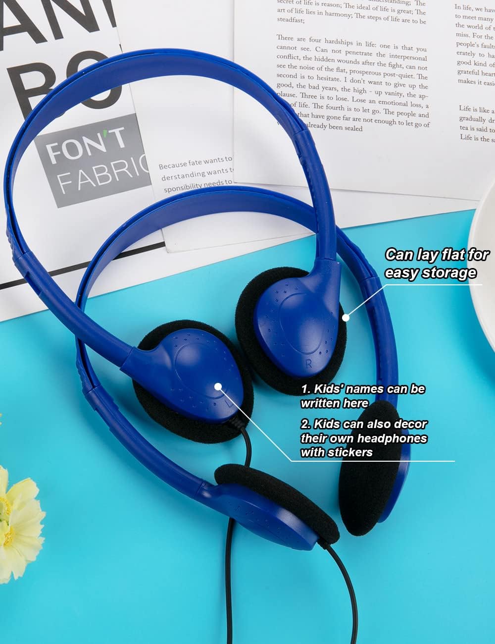 16 Pack Headsets Set 8 Headphones Bulk for Classrooms School Student Wired On-Ear Class Earphones Colors Individually