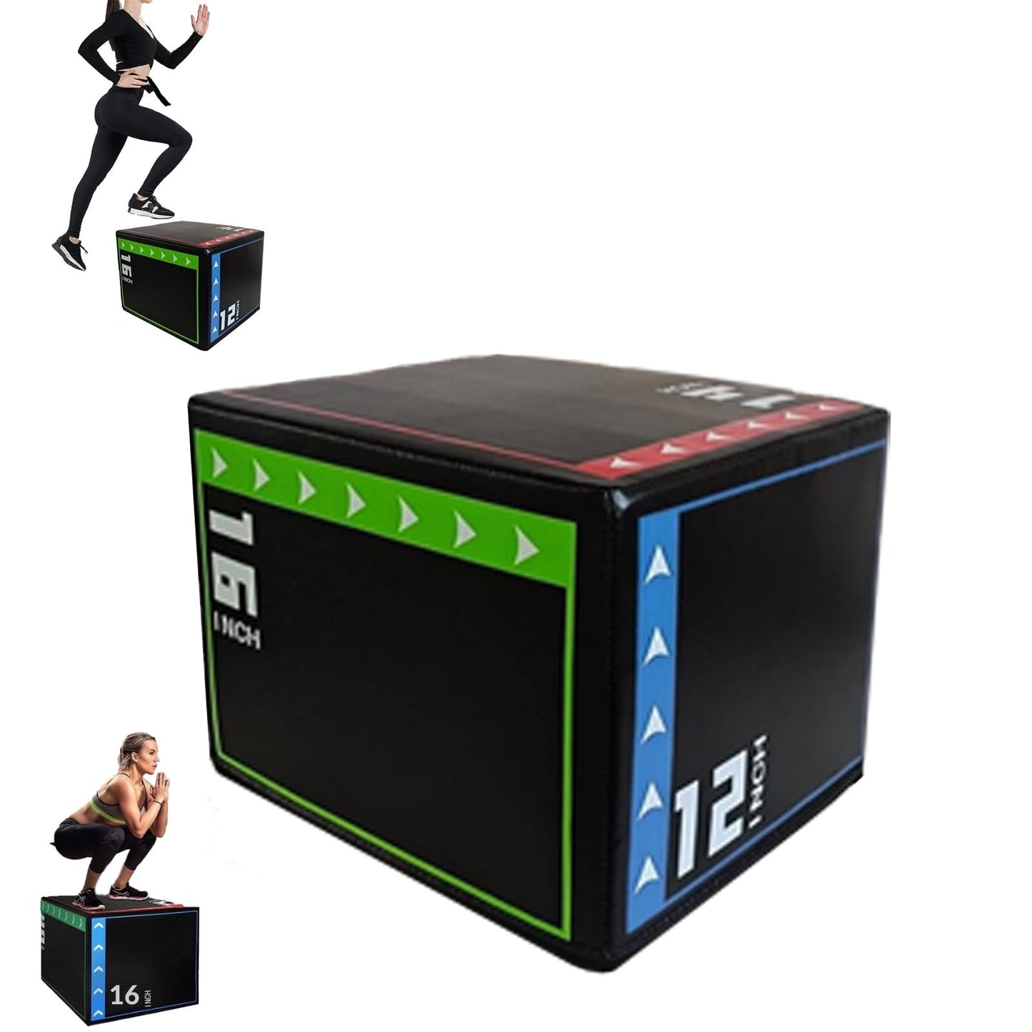 Versatile Non Slip Jump Box Exercise 3-in-1 Foam Plyometric Jump Box for Home Gym Training Fitness