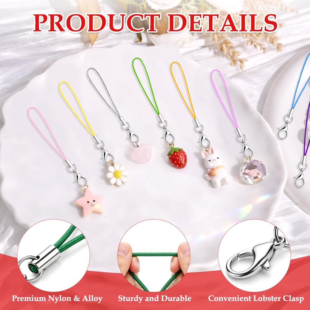 100 Phone Charms Strap, Pcs Cell Phone Lanyard String, Keychain String Bulk Phone Charm Lanyard Charm Strap for Hanging
