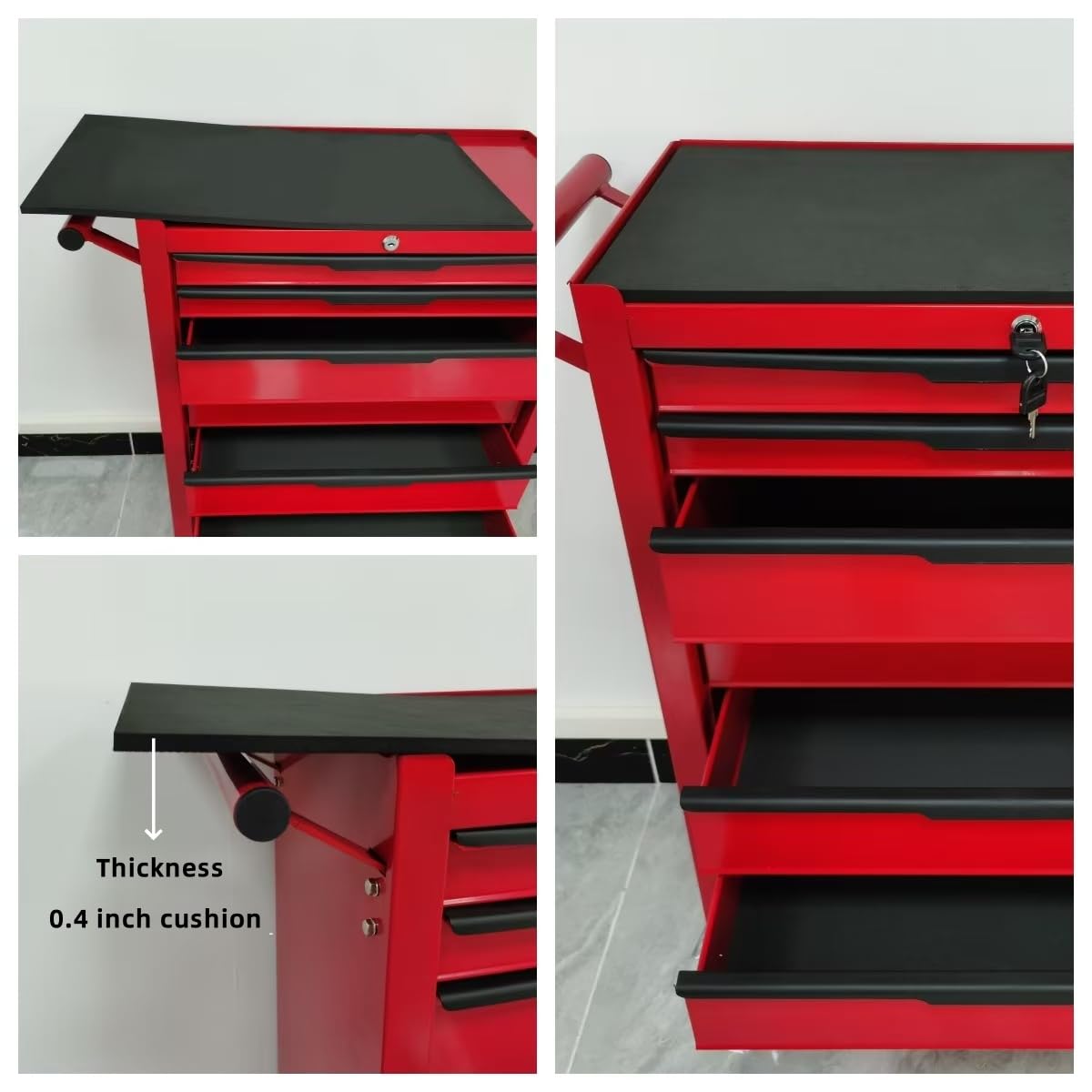 6-Drawer Rolling Tool Chest with Locking Wheels & Drawers, 13" D x 24.2" W x 36.6" H Mobile Tool Storage Cabinet, Heavy-Duty Garage Organizer with Ergonomic Handle
