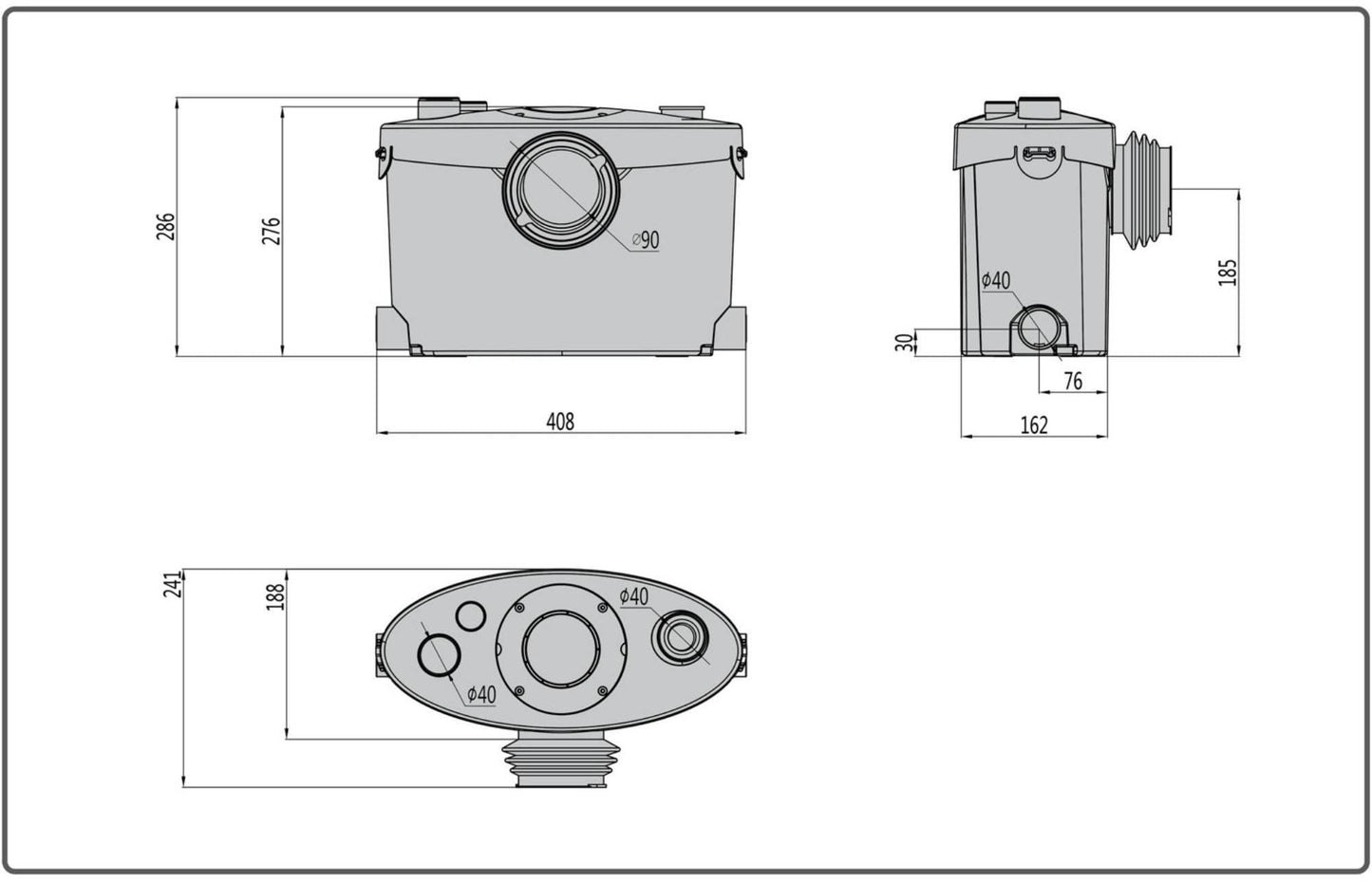 Simple Project 600W Macerator Pump, Efficient Basement Toilet Pump System Max Pumping To V30 & H295 Feet, 4-Inlet Sewerage Disposal - Ideal For Macerating Toilet, Laundry, Bathtub