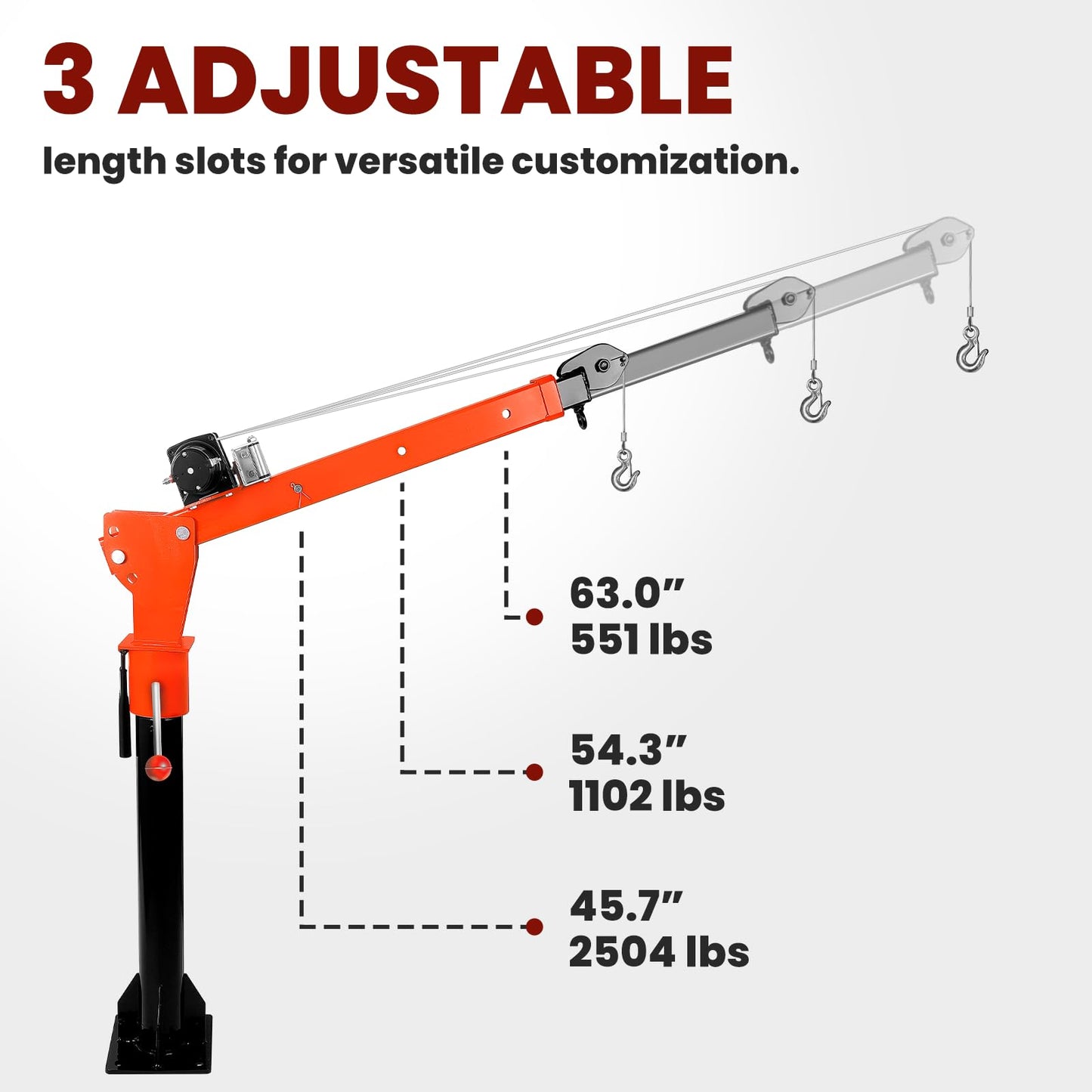2500 lbs Dismountable Household Hoist Truck Crane | 5000 lbs Electric Winch | Foldable Truck-Mounted Bed Crane | 360° Swivel Jib Crane for Construction, Industrial & Warehouse Lifting