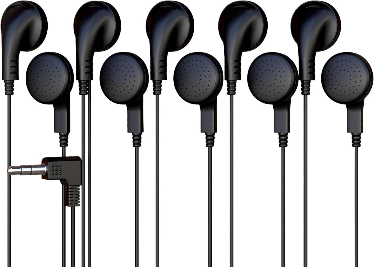 Redskypower 5 Pack 3.5mm 4ft Bulk Wired Earphones, In Ear Earbud Headphones with Jack, Tangle Free Cable, Comfortable