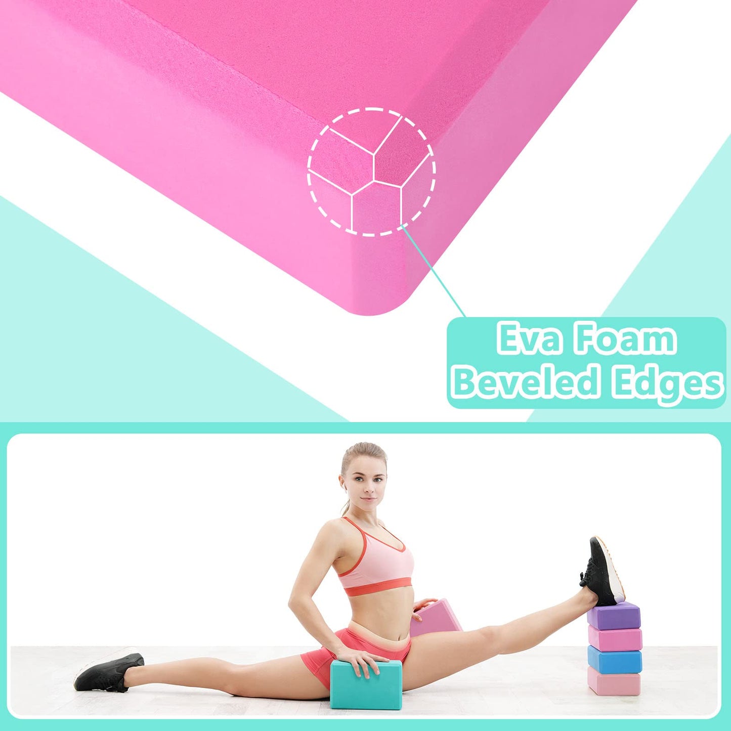 10 Pcs Yoga Blocks Bulk EVA Foam Blocks High Density Foam Brick Yoga Accessories, Improve Strength and Aid Balance and Flexibility, Supportive Soft Non Slip Surface for Pilates (Multicolor)