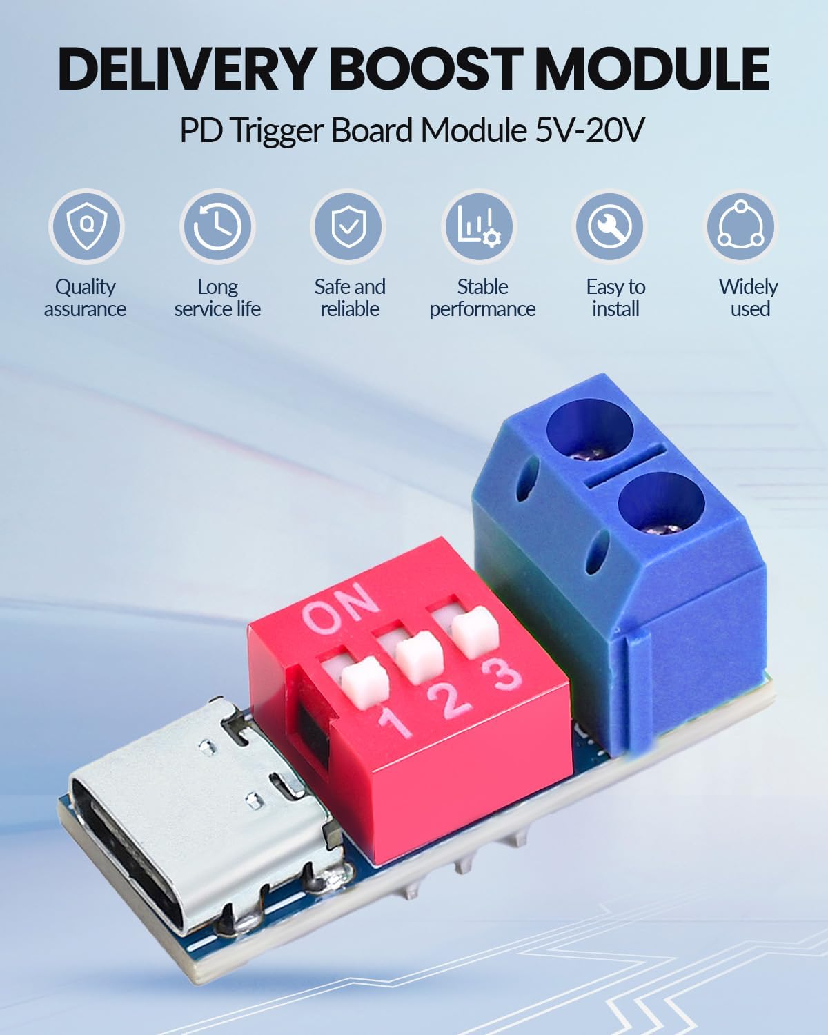 Seloky 5-20V (20PCS) USB-C PD Trigger Board Module PD/QC Decoy Board Fast Charge USB Type-C to High Speed Charger Power