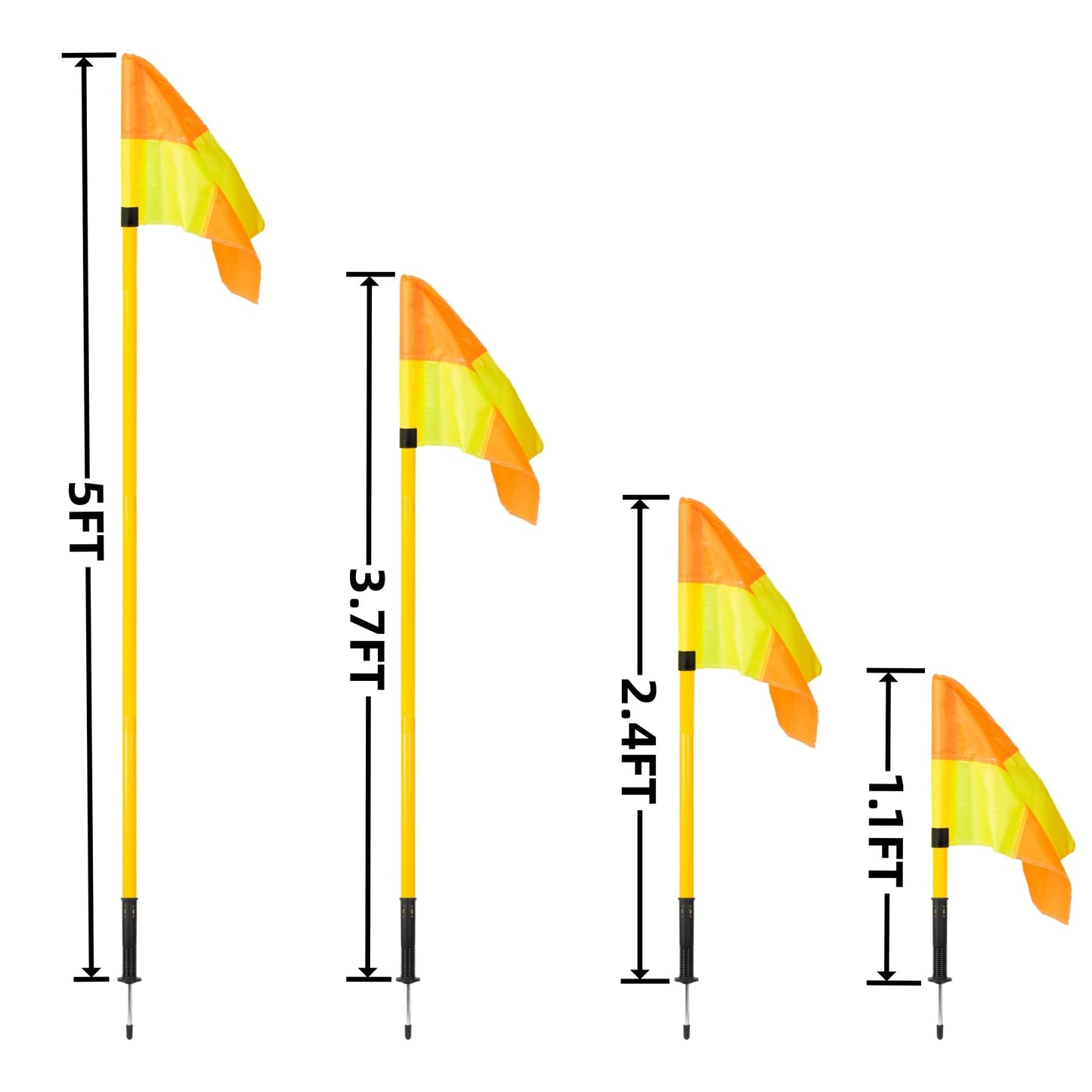 5FT Soccer Corner Flags for Soccer Field Set of 4,Soccer Flags Agility Poles Soccer Training Poles,Spring Loaded Adjustable Speed and Agility Training Equipment With Storage Bag
