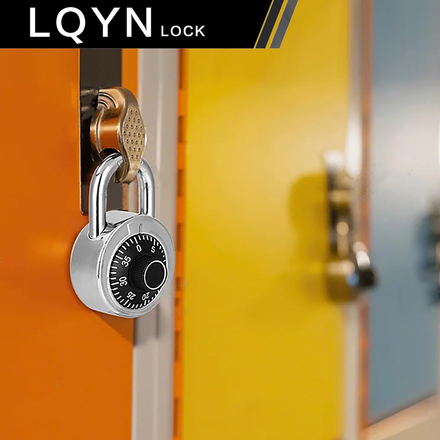 Combination Lock, LQYN Standard Dial Combination Lock, Pack of 12; Black Turnplate, 2 in. Wide, Fixed Three Digital Combination, for School, Gym & Locker, Toolbox, Gate
