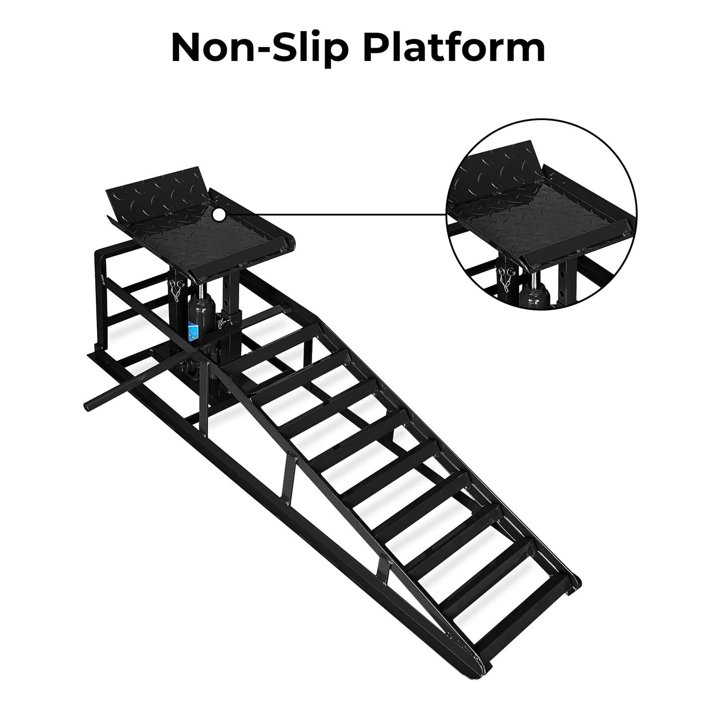 Skepphlay 2 Pack Hydraulic Car Ramps 5t, Car Ramps High Lift 11000lbs, Cars Lift Service Ramp Height 9"-14.2", Heavy Duty Steel Auto Ramp for Changing Oil for Maintenance, Black