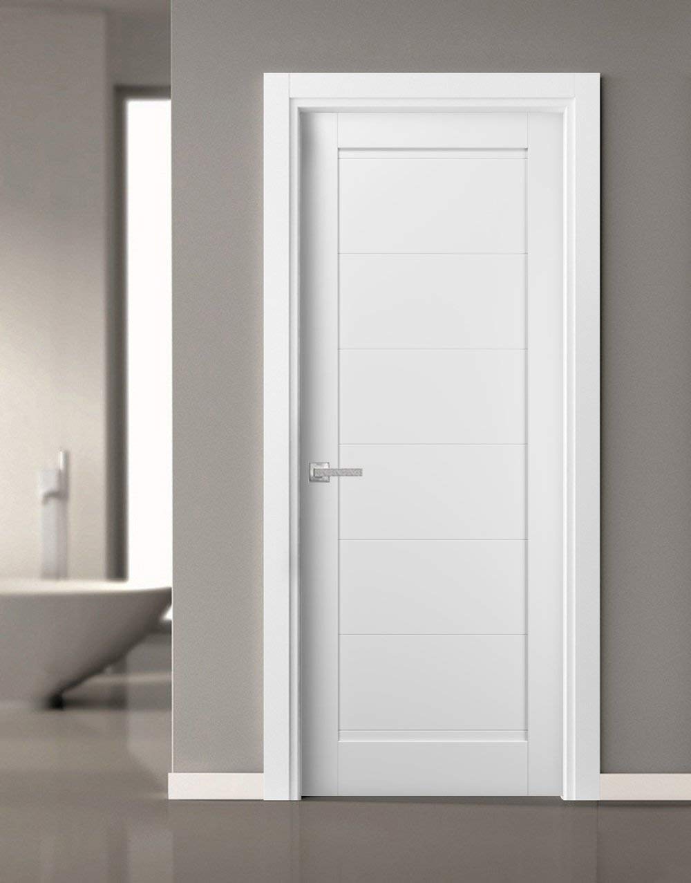 SARTODOORS Pantry Kitchen Door 42 x 84 with Hardware | Quadro 4115 White Silk | Single Panel Frame Trims | Bathroom Bedroom Sturdy Doors