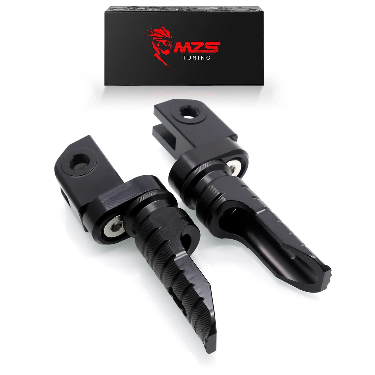 MZS Motorcycle Foot Pegs Front 360° Roating Rider Footpegs Black CNC Compatible with Daytona 675/R, Street Triple R/RS/RX/S, Speed Triple/R/RS/S, Speed Triple 1200 RR/RS, Speed Twin, Trident 660