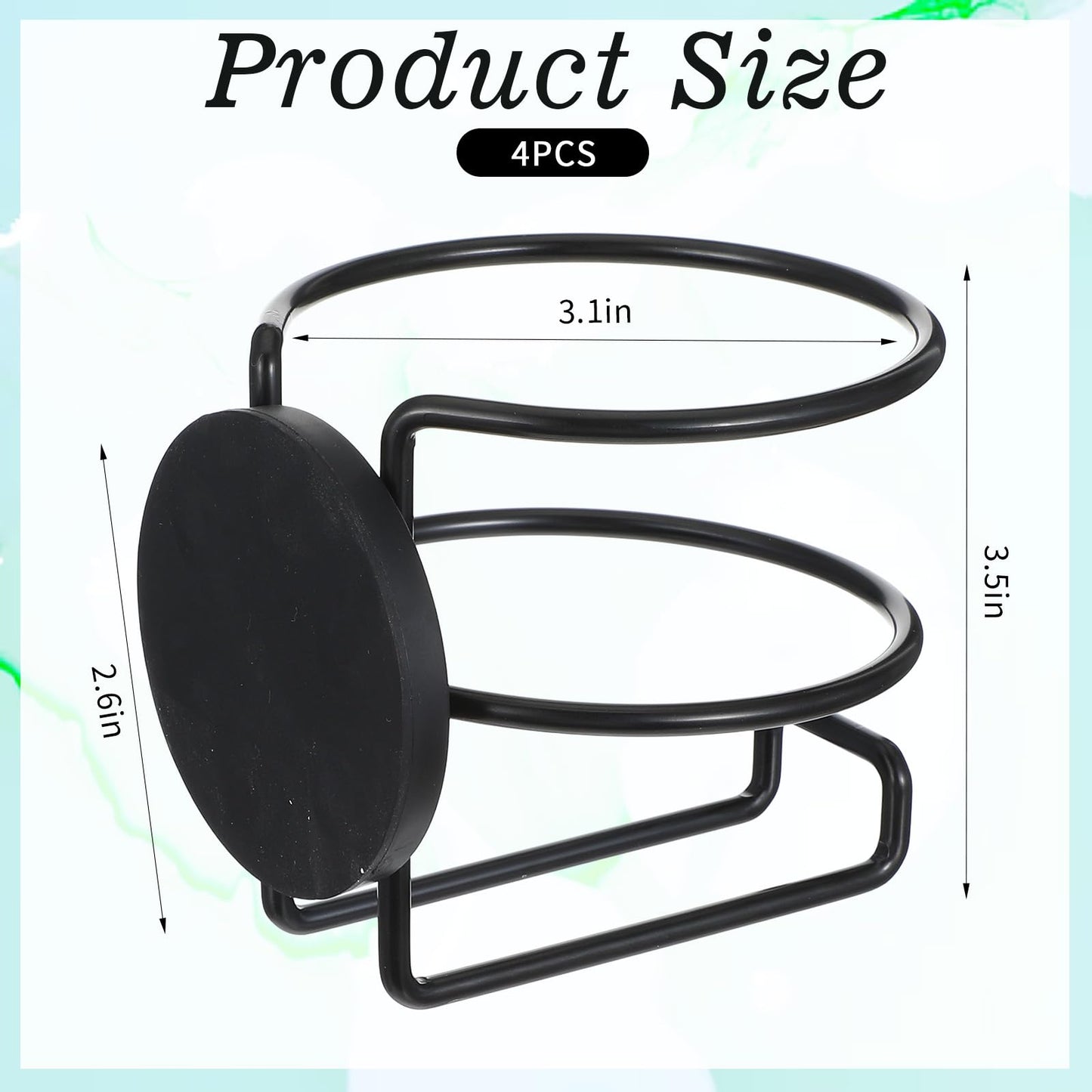 4 Pack Magnetic Cup Holders, Portable Metal Drink Holder with Magnetic Base, Bottle Holder for Refrigerator, Treadmill, Tractor Mower, Truck, Boat, Car (Black)