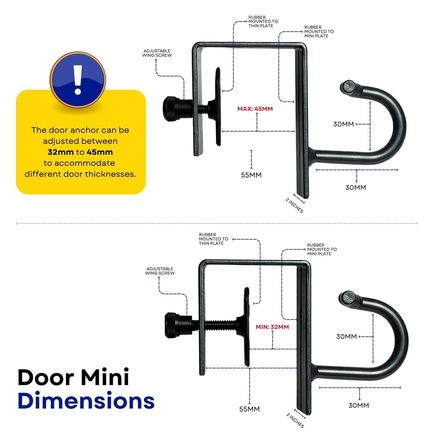 Anchor Gym Door Anchor for Exercise Bands - Resistance Door Anchor for Body Weight Straps, Strength Training, Home Gym, Physical Therapy (Pack of 1)