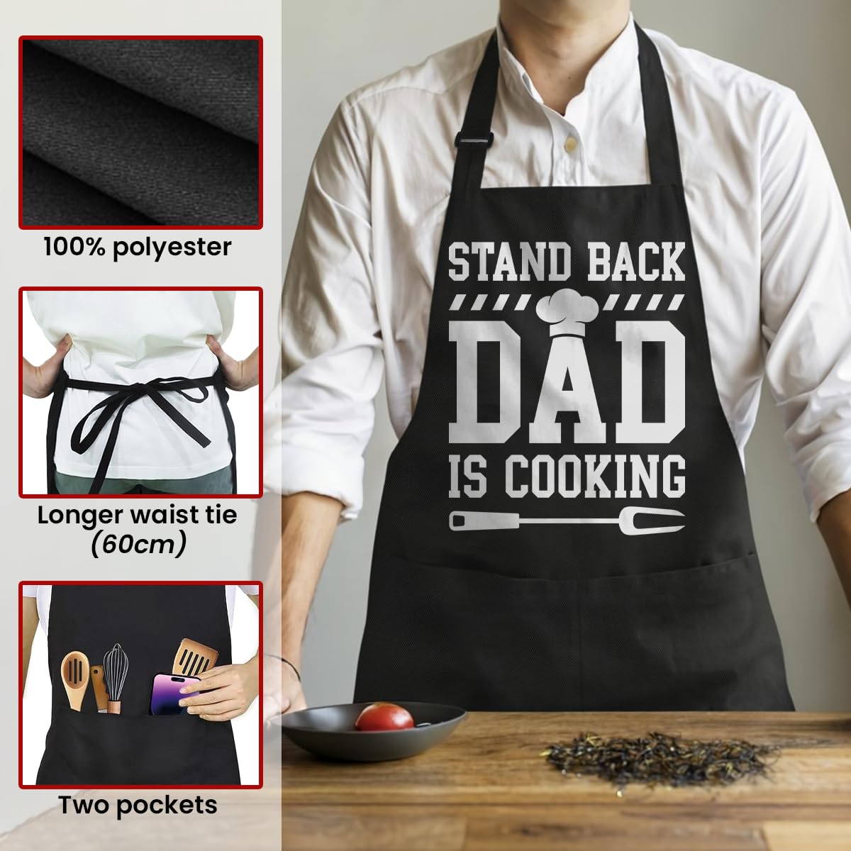 SANDJEST Mens Aprons with Pockets Funny Apron for BBQ Grilling Kitchen Cooking Birthday Christmas