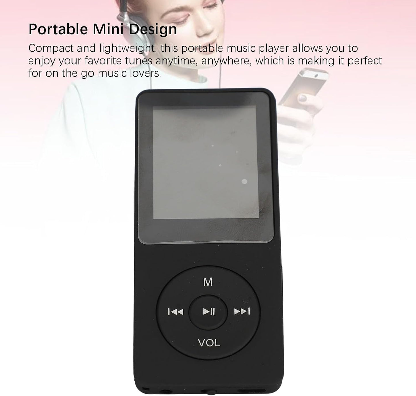 Yunseity MP3 Mp4 MP3 Player with Bluetooth, HiFi Sound Portable Music Player with Earphones, Music Device Player