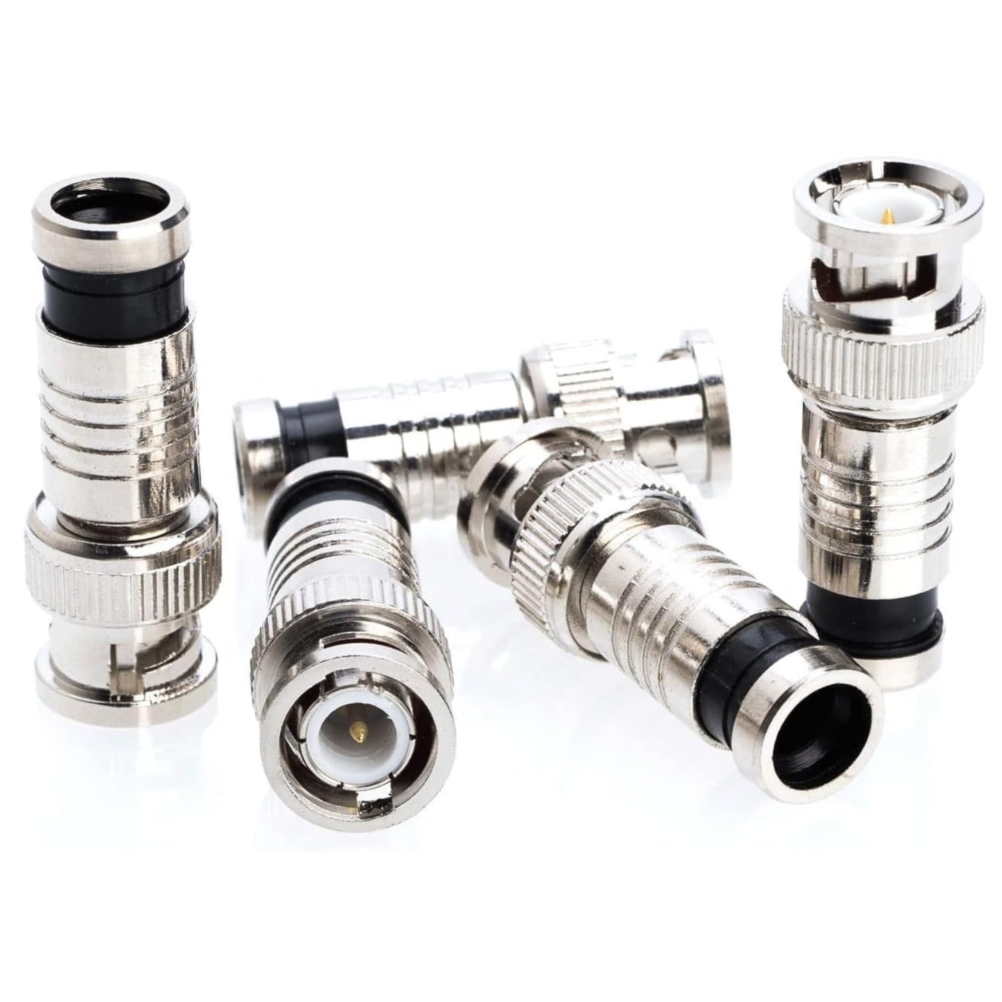 RG59 360 (50 BNC Compression Connector Fixed Pin, All-Metal Nickel-Plated, Radial Compression for Secure Signal