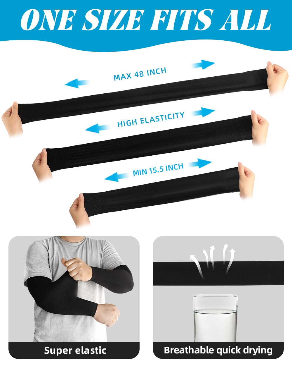BHYTAKI 6 Pairs Arm Sleeves, Compression Arm Sleeves for Men Women,UPF50 UV Sun Protection Cooling Sleeves for Work Sport Tattoo Cover Up