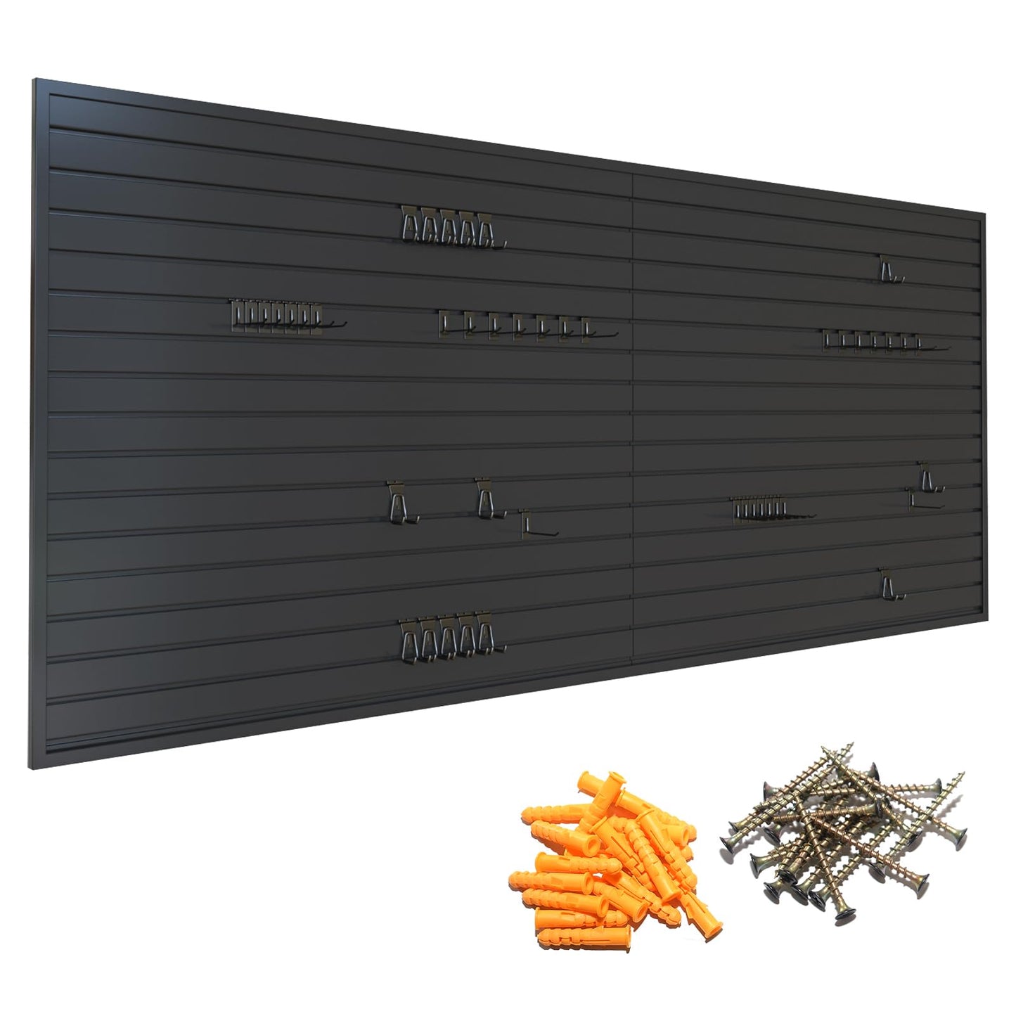 Yuzzy Slat Wall Paneling 4 x 8ft, Garage Slatwall Panel Wall Storage Systems, Heavy Duty PVC Garage Wall Organization (Black)