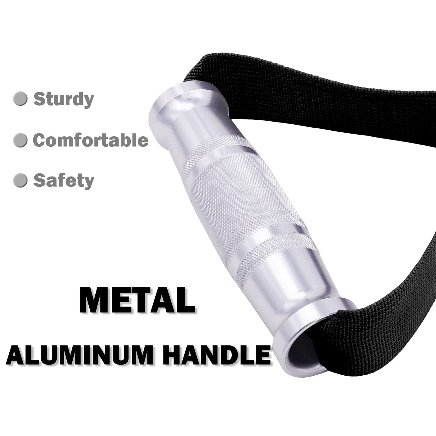 J Bryant Fitness Metal Gym Handles for Cable Machine Attachment Heavy Duty Aluminum Alloy Handle Grips Durable Workout Handles for Resistance Bands Pulley LAT Pull Down System (Black Thick)