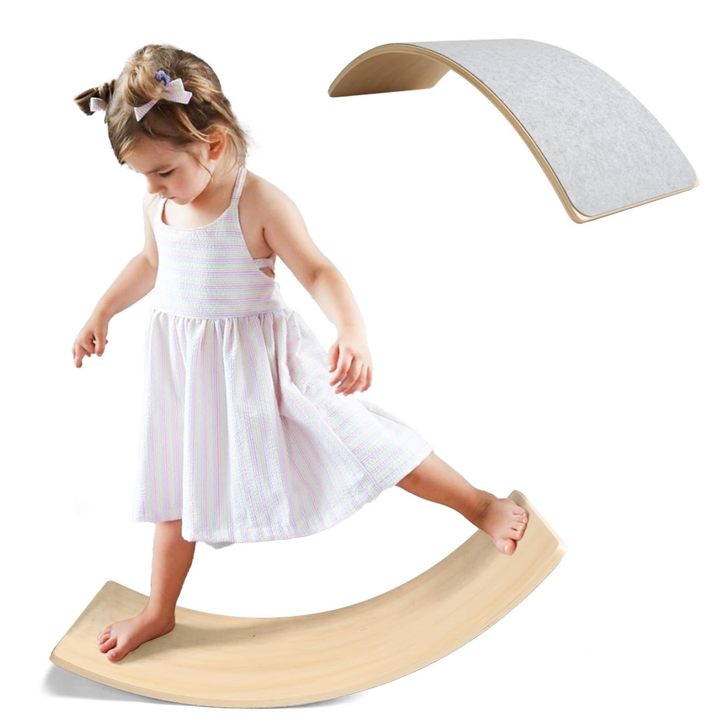 Wooden Wobble Balance Board for Kids, Toddler Montessori Rocker Board Balancing Training, Open-ended Learning Toys for Indoor Outdoor Exercise Yoga 3+ Years Old