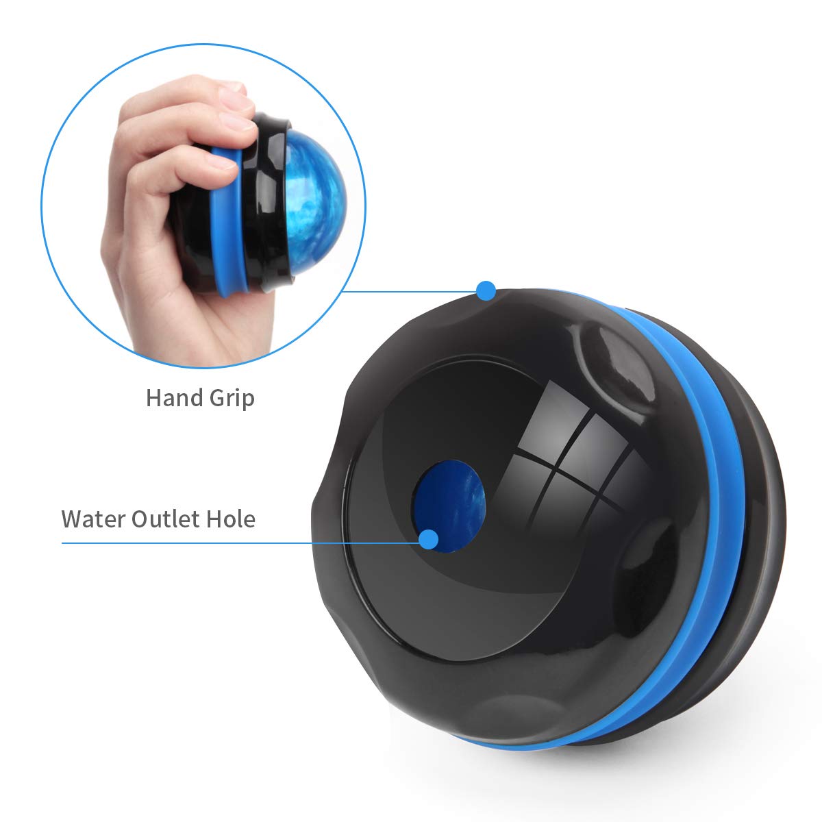 Coolrunner Massage Ball, Manual Roller Massager, 2-Pack Handheld Self Massage Therapy and Relax Full Body Tools for Sore Muscles, Shoulders, Neck, Arms, Legs, Back, Foot, Body (Blue+Purple)