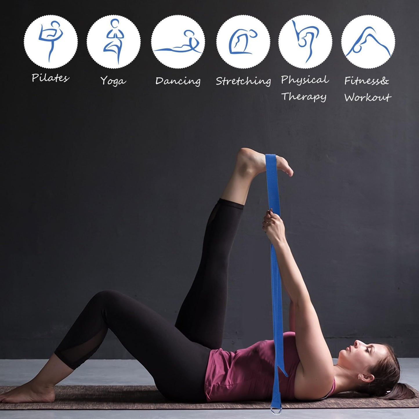Outus 20 Pack Yoga Blocks and Straps Non-Slip EVA Foam Blocks with Metal D Ring Straps for Gym Exercise and Workout(Blue)