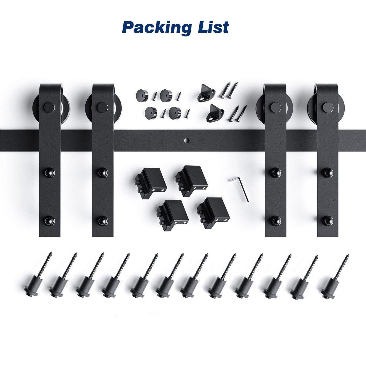EaseLife 16 FT Double Door Sliding Barn Door Hardware Track Kit,Basic J Pulley,Slide Smoothly Quietly,Easy Install (16FT Track Kit for Double 48" Wide Door)