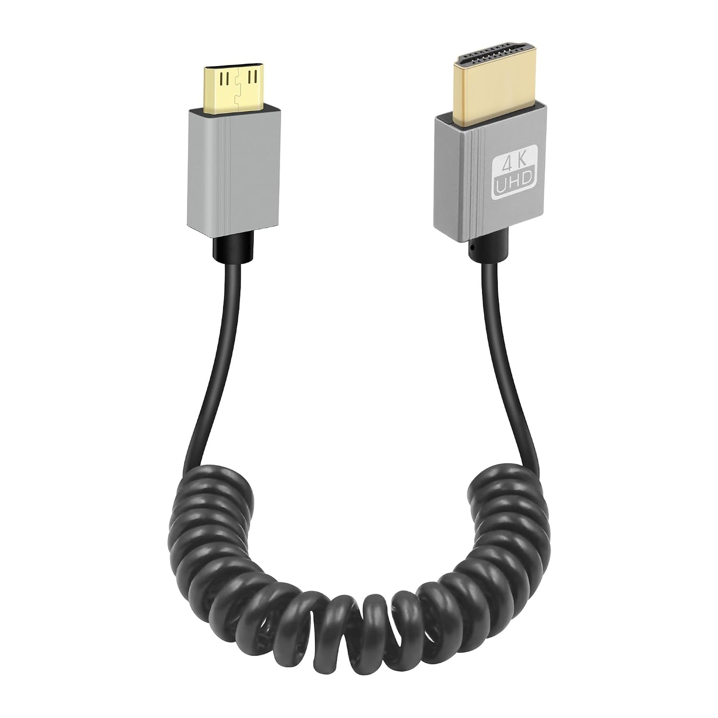 4K/60Hz 18Gbps 3D, 3D, GELRHONR Mini HDTV Coiled Cable, Thin Mini HDTV Cable Short Support for DSLR Camera Camcorder