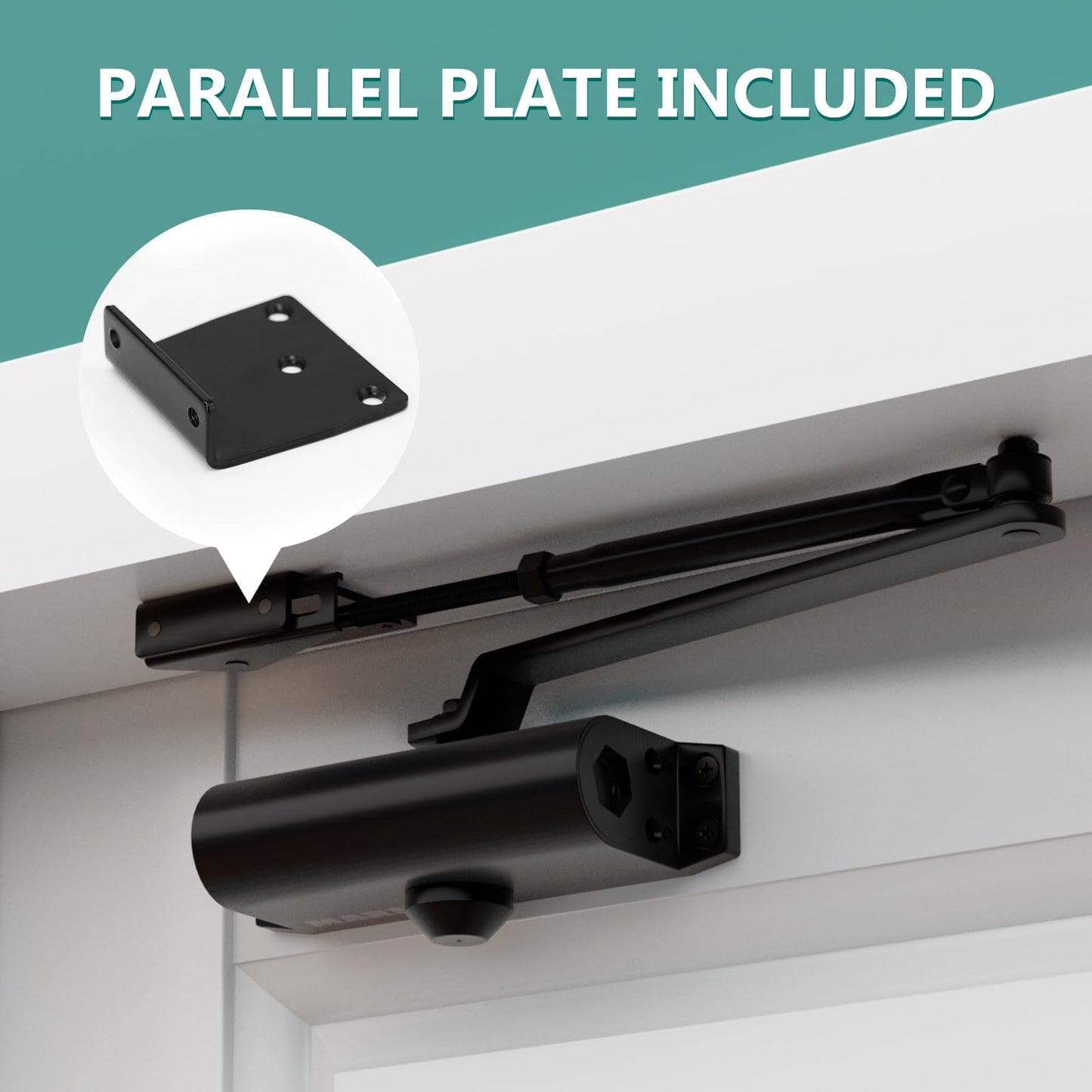 Marie Door Closer for Residential and Commercial Doors,Size 3 Adjustable Automatic Door Closer for Home Use (Black)