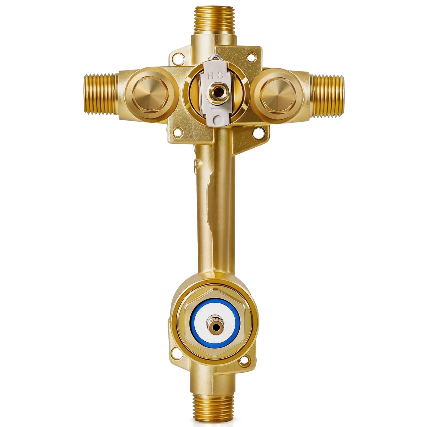 2551 Pressure Balancing Valve, Shower Diverter with Built-In 3-Function Transfer, Compatible with Posi-Temp Trim Valve, 1/2” CC/IPS Connections, Brass 4-Port for Bathtub and Shower