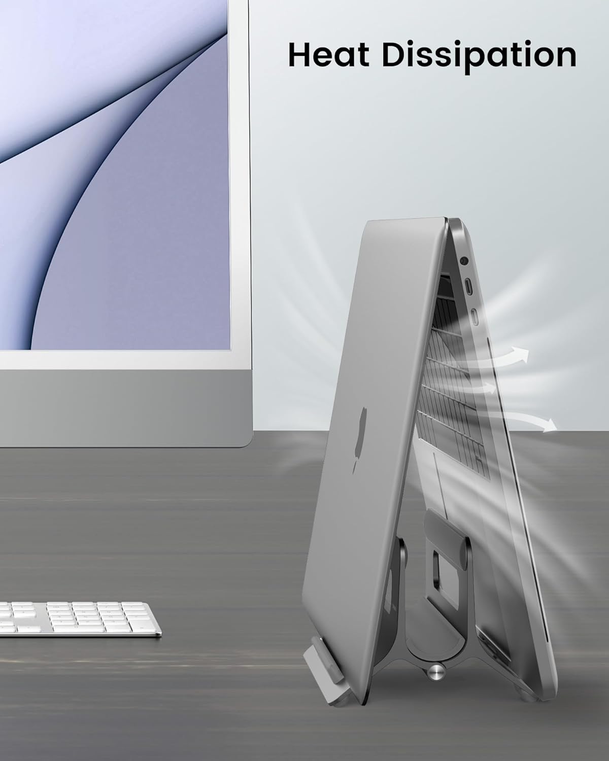 SODI Vertical Laptop Stand for Desk, Gravity Auto Lock MacBook Stand, Aluminum Laptop Holder Vertical Compatible
