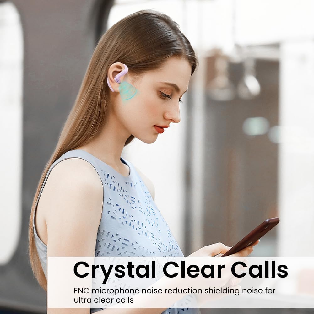 5.3 58H IPX7 Piluyaa Open Ear Bluetooth Earbuds, Wireless Headphones Sport Over Earphones Built-in Mic with Ear Hooks
