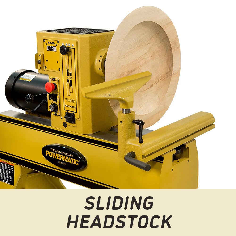 Powermatic 20" x 20" Variable Speed Woodworking Lathe, Reversible Wood Turning Machine, 2 HP, 220V 1Ph (2020B)