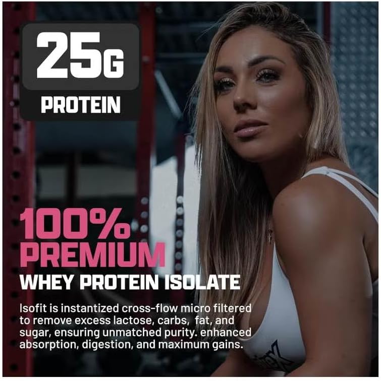 Nutrex Research IsoFit Whey Protein Powder Instantized 100% Whey Protein Isolate (70 Servings, Strawberries & Cream)