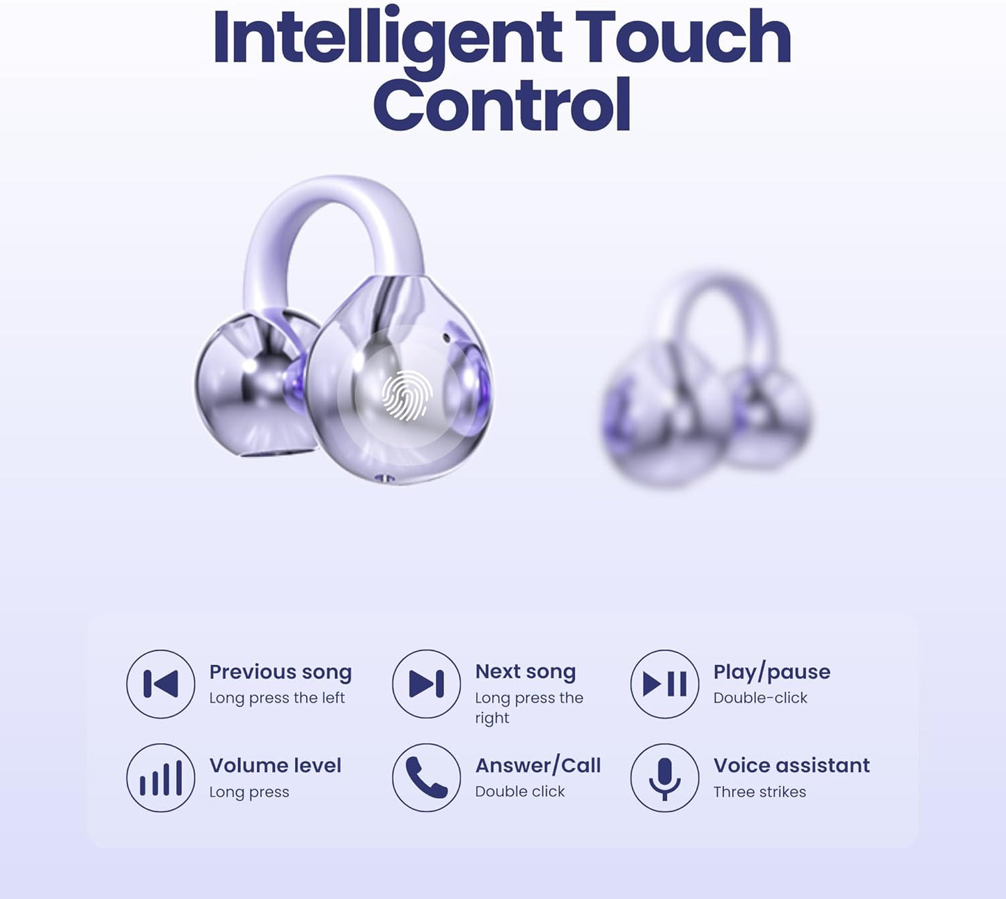 M79 5.4, 60H HC Clip On Earbuds, Open Ear Earbuds Wireless Bluetooth Lightweight Ear Clip Headphones with Mic