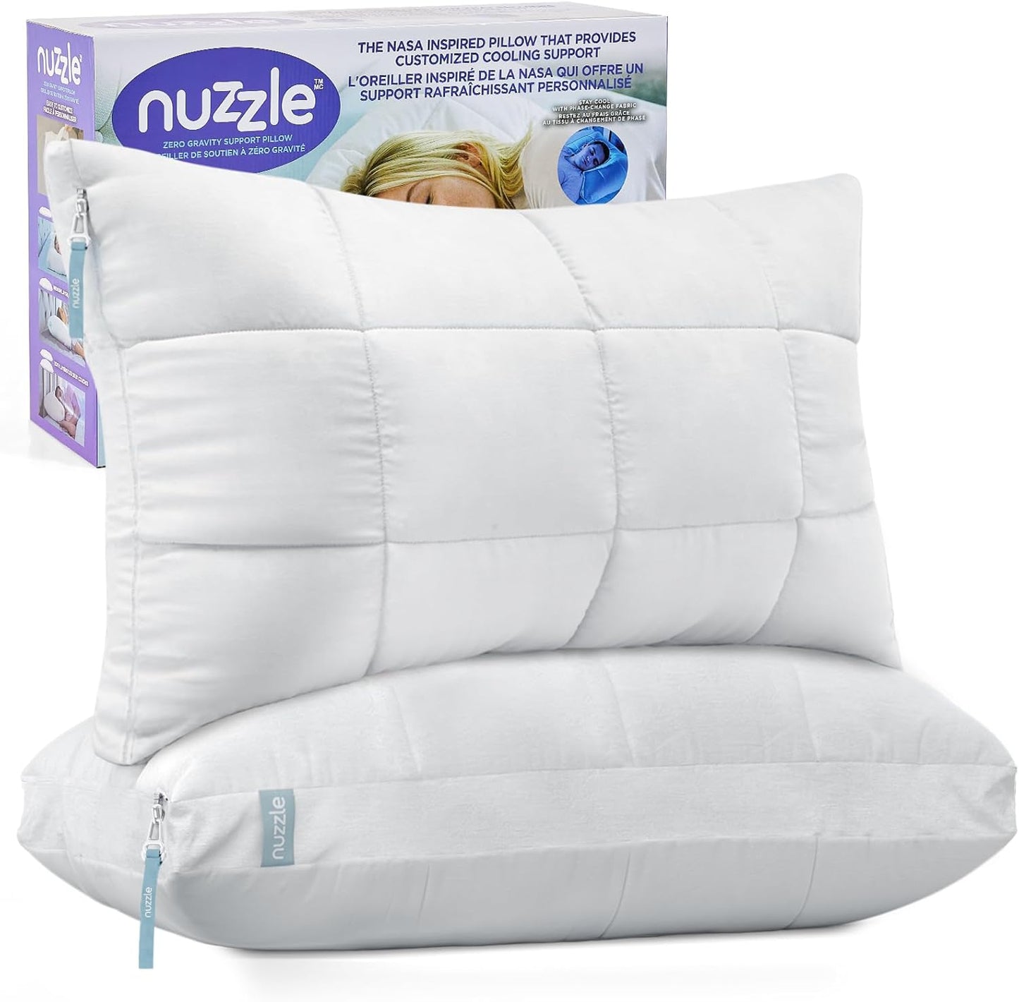 Skiennix Cooling Adjustable Pillows - Luxury Standard Size Set of 2 for Side Sleepers | Soft & Firm Comfort