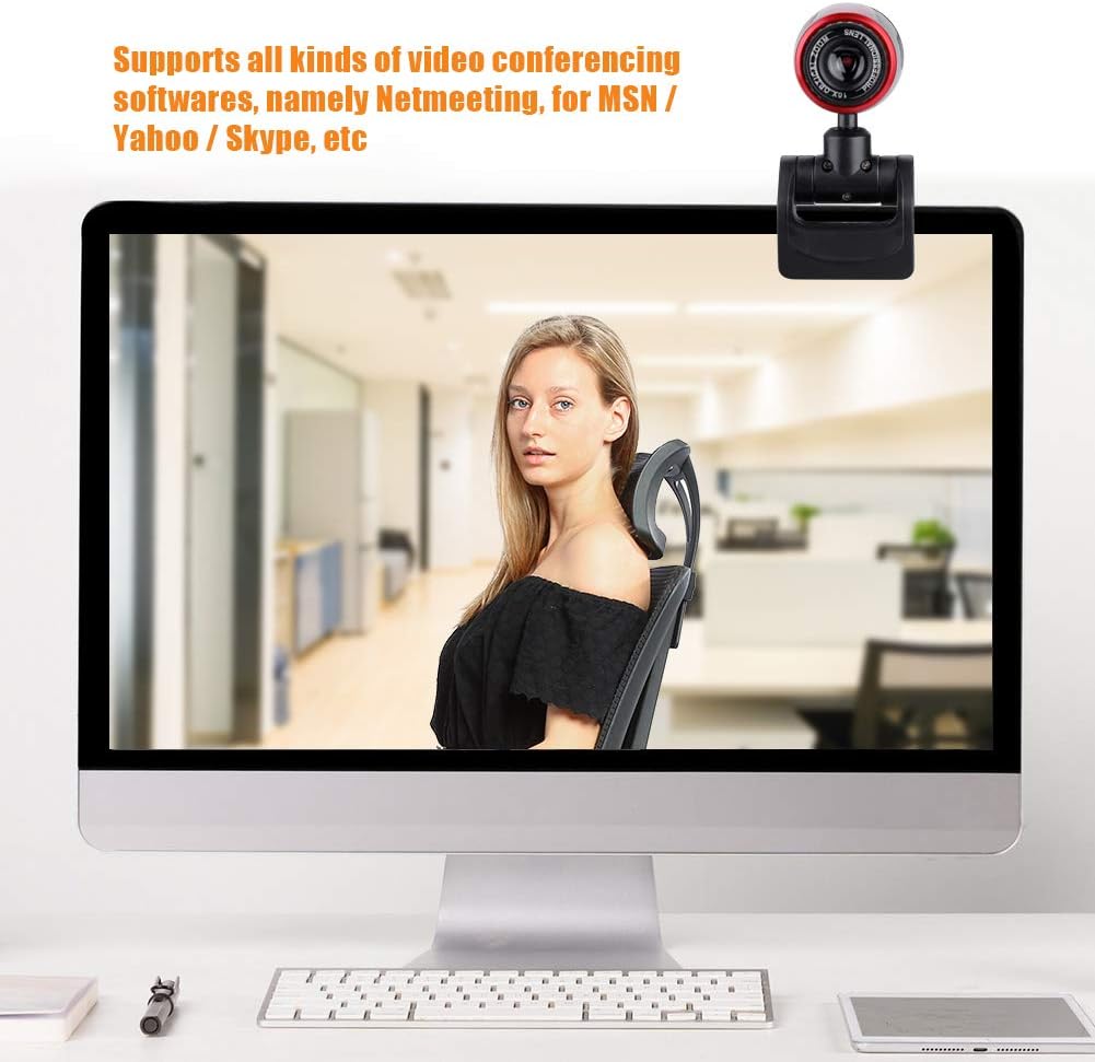 ASHATA 0.3MP 360 2000 32bit Webcam for Computer, Degree Web Camera Cam with Mic for PC Laptop for Skype/for MSN