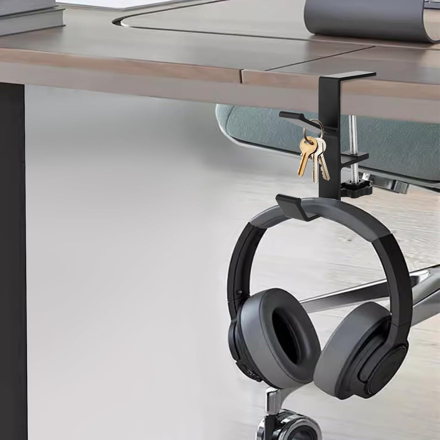Jeffdad Metal Headphone Hook, Headphone Hanger with Double Hooks, Universal Aluminum Alloy Gaming Headphone Stand Under