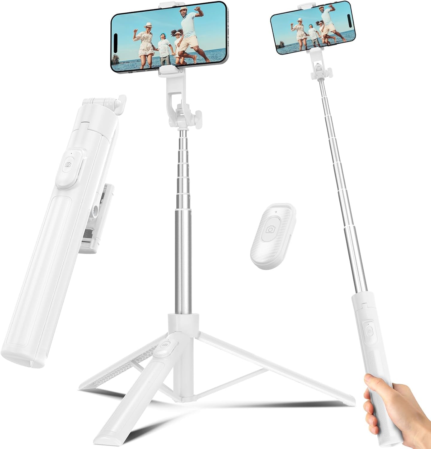 Liphisy 63 Inch, Selfie Stick Travel Tripod for Cell Phone with Remote Control and Phone Holder, Extendable Selfie