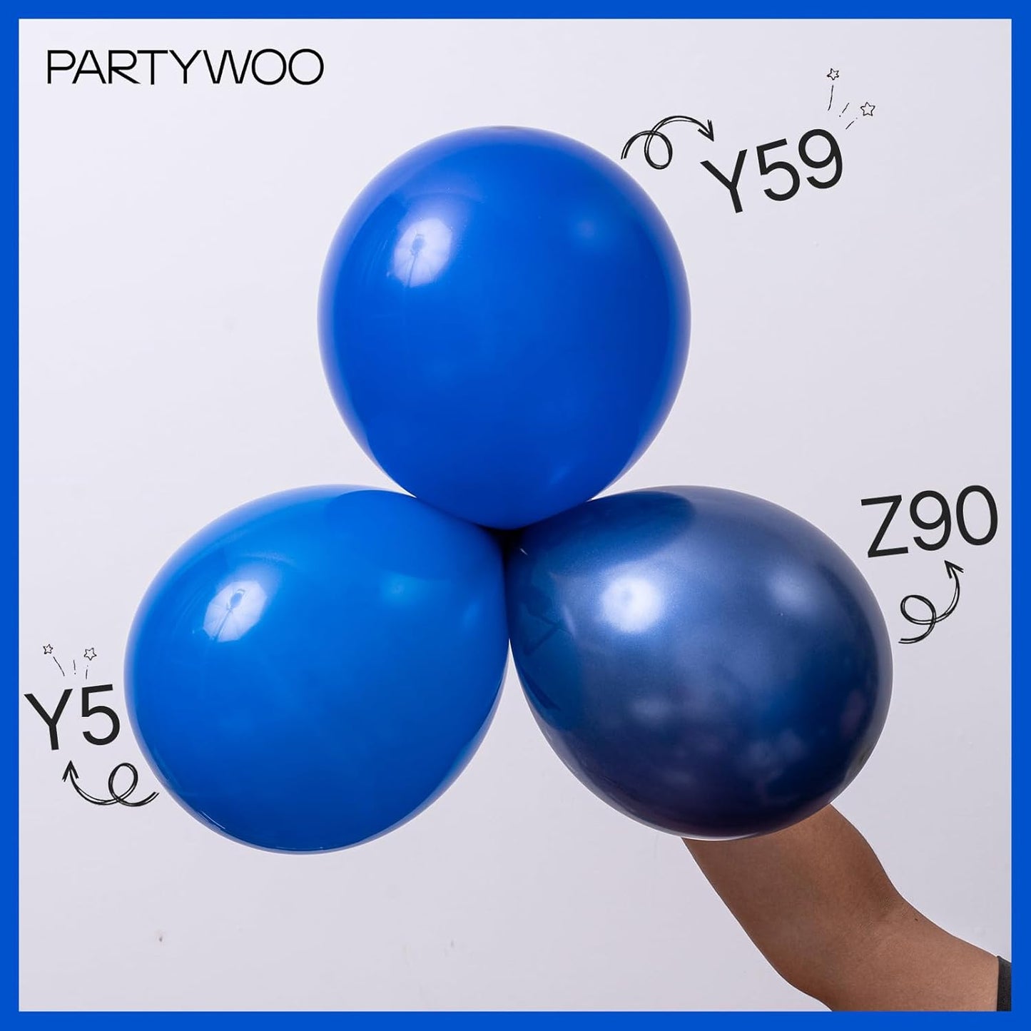 PartyWoo Royal Blue Balloons - 155-Piece Arch Kit for Baby Showers & Graduations | 5-12 Inch Sizes